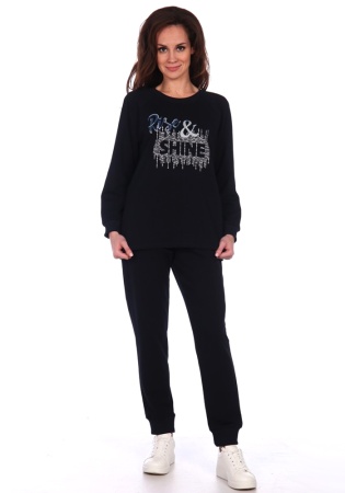 Состав:
Футер с лайкрой
Хлопок 75%
Полиэстер 20%
Лайкра 5%
	Женский теплый костюм, состоит из кофты и брюк. Брюки однотонные, кофта украшена спереди рисунком. 

Обратите внимание: расцветка товара на сайте может отличаться от фактической расц