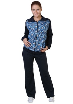 Состав:
Футер 
Основная ткань: ПЭ 70%, хлопок 15%, эластан 15%;
Отделочная ткань: Хлопок 72%, ПЭ 20%, эластан 8%
	Костюм женский 