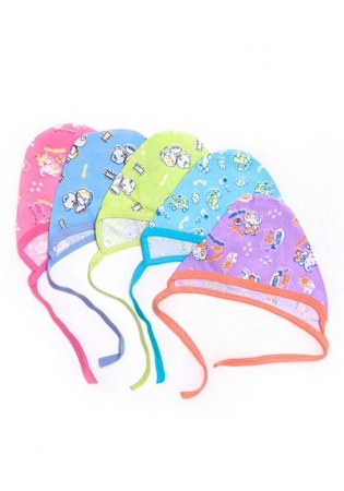 Состав:
Футер
Хлопок 100%
	Чепчики детские на завязках.