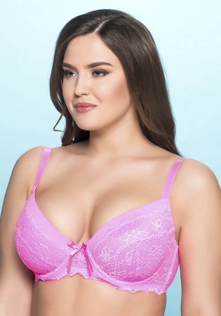 Состав: 
Эластичное полотно 
ПА 85%, 
ПУ 15% 
Эластичная сетка 
ПА 88%, 
ПУ 12% 
Эластничное кружево 
ПА 90%, 
ПУ 10% 
	Бюстгальтер формы T-Shirt с формованной чашкой без Push-up для всех размеров. Детали бюстгальтера выполнены из эластичног