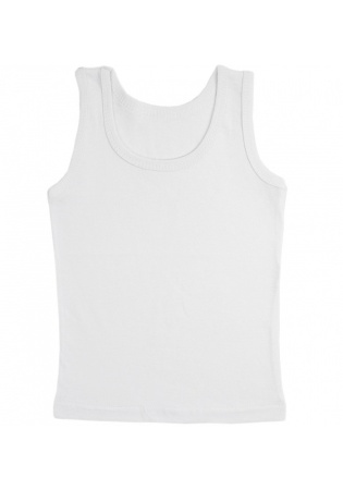 Состав:
Кулирка 
Хлопок 100%
	Майка детская, белая.