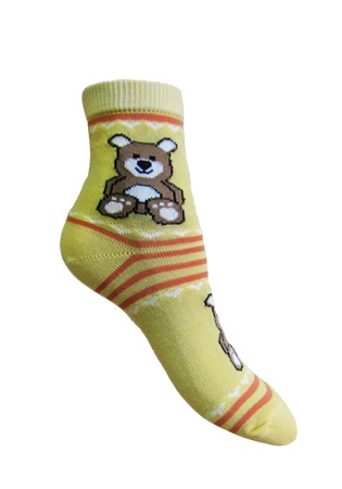 Состав:	
х/б - 77%, 
ПА - 21%, 
лайкра - 2%
	Носки детские гладкие, с рисунком.