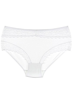 Состав:
Хлопок 95%
Эластан 5%
      Женские трусы-баталы с высокой посадкой белого цвета. Пройма и передняя деталь украшены кружевом. 
