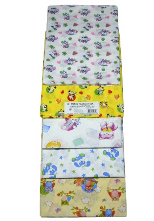 Состав:
Ситец
Хлопок 100%
	Набор пелёнок (5 штук). Цена указана за 1 штуку.
