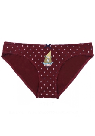 Состав:
Хлопок 95%,  
Эластан 5%
	Женские трусики из набивного полотна, декорированы атласным бантиком.