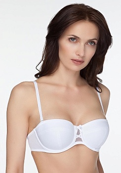 Состав:
Полиамид  65% 
Хлопок 30%
Эластан  5%
  Бюстгальтер-балконет из неэластичного трикотажного и эластичного полотна, на каркасах. Чашки на дубляже с хлопком. Съемные бретели для замены на силиконовые. Отделка - имитация шнуровки из эласти