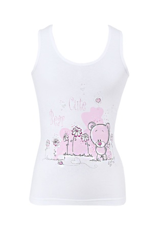 Состав:
Хлопок 95%
Эластан 5%
	Детская майка для девочек. 