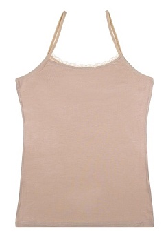 Состав:
Хлопок 95%
Эластан 5%
	Женская однотонная майка. Ворот украшен мелким кружевом. 