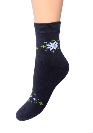 Состав:
Хлопок 87%
Полиамид 11%
Эластан 2%
	Носки женские зимние с внутренним плюшем и рисунком на паголенке.