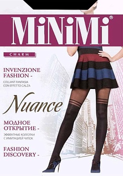 Состав:
Полиамид 82%, 
Эластан 15%,
Хлопок 3%
	Оригинальные стильные колготки из микрофибры, имитирующие чулки-ботфорты. Колготки комбинированные по плотности - плотные непрозрачные в области чулка и прозрачной верхней части, с гигиенической ласто