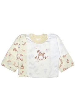 Состав:
Кулирка
Хлопок 100%
	Распашонка очень комфортна для малыша – все швы выполнены наружу. Модель цельнокроенная, застегивается на две кнопки на горловине, неглубокий запах. Спереди аппликация. На рукавах - клапаны, позволяющие ручкам ребенка б