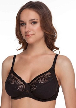 Состав:
Полиамид  80% 
Эластан  20%
    Бюстгальтер из эластичного и неэластичного трикотажного хлопкового полотна и эластичного кружева. На каркасах. Чашки с боковой корректирующей деталью. Отделка – бантики.

