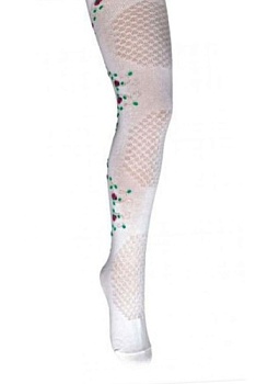 Состав: 
Хлопок 72%, 
Полиамид 26%, 
Эластан 2% 
	Колготки с ажурным рисунком на передней части ножки и рельефным цветочным сзади.