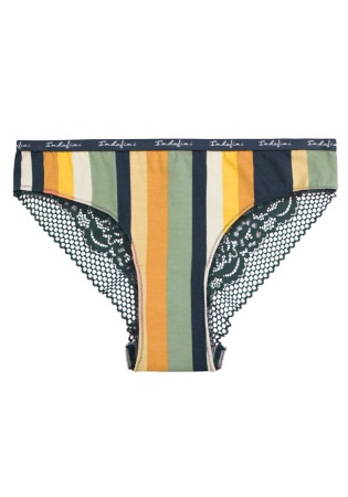 Состав:
Ткань: Хлопок  95% / Эластан 5%
Кружева: Полиамид 90% / Эластан 10%
       Стильные женские трусы. Передняя деталь выполнена из принтованного полотна. Задняя деталь выполнена из кружева темно-зеленого цвета. 