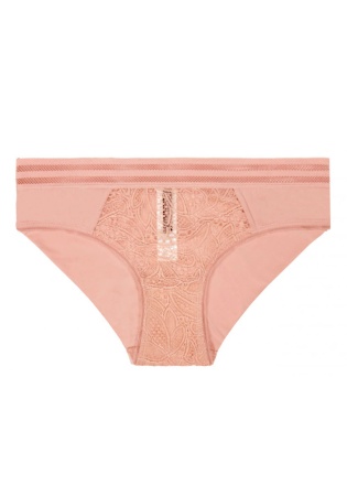 Состав:
Нейлон 85%
Эластан 15%
	Стильные женские трусы из олнотонного полотна. Передняя деталь украшена кружевной вставкой. 