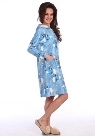 Состав: 
Флис
Полиэстер 100% 
	Женский халат с капюшоном на молнии из ткани 