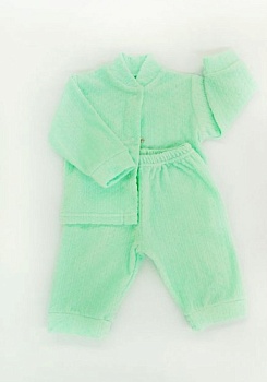 Состав:
Велюр
Хлопок 100%
	Комплект ясельный велюровый с манжетами на рукавах и штанишках.