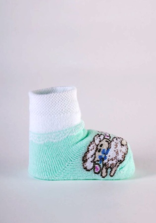 Состав: 
Хлопок 87%, 
Полиамид 12%, 
Эластан 1%
	Носочки для младенцев, плюшевые, с забавными рисунками.