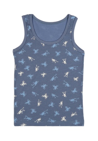 Состав:
Хлопок 95%
Эластан 5%
      Детская майка из принтованного полотна. 