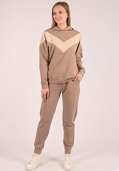 Состав:
Футер с лайкрой 
Хлопок 75%
ПЭ 20%
Лайкра 5% 
	Женский костюм с капюшоном. 

Обратите внимание: расцветка товара на сайте может отличаться от фактической расцветки. Оптовый склад оставляет за собой право поставить товар любого цвета, 