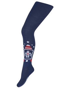 Состав:
Хлопок 76%, 
Полиамид 21%, 
Эластан 3%
	Колготки для мальчиков, с рисунком. Эта модель доступна в черном и темно-синем цветах и украшена рисунком в виде робота, летящего в ракете к звездам.