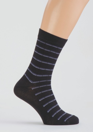 Состав: 
Хлопок 48%, 
Полиамид 52%
	Демисезонный носок с двойным бортом и поперечным полосатым рисунком.