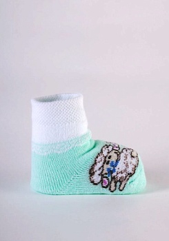 Состав: 
Хлопок 87%, 
Полиамид 12%, 
Эластан 1%
	Носочки для младенцев, плюшевые, с забавными рисунками.