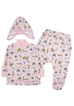 Состав:
Кулирка
Хлопок 100%
	Комплект ясельный. Состоит из трёх предметов.