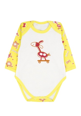 Состав:
Футер
Хлопок 100%
	Детское боди с аппликацией, длинный рукав.