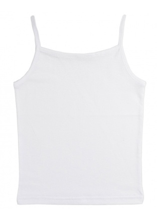 Состав:
Кулирка
Хлопок 100%
	Майка для девочки белая, на тонких лямочках.