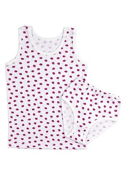 Состав:
Кулирка
Хлопок 100%
	Комплект ясельный для девочки (майка + трусы).