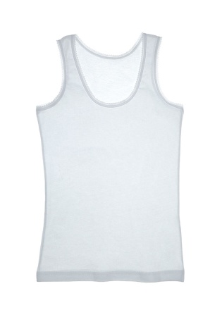 Состав:
Хлопок 100%
	Детская майка для девочки на широких бретельках c мелким кружевом по шлейке.