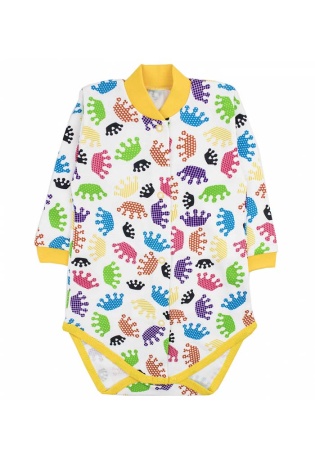 Состав:
Интерлок
Хлопок 100%
	Боди с длинными рукавами, с манжетиками. Спереди кнопочки по всей длине. Снизу три кнопки для переодевания подгузника.