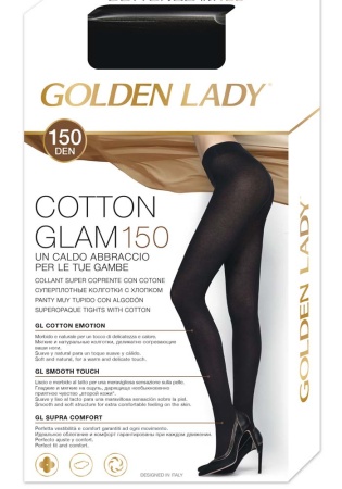 Состав:
Хлопок 53%, 
Полиамид 42%, 
Эластан 5%
	Очень мягкие хлопковые колготки плотностью 150 ден, с комфортным широким поясом и гигиеничной ластовицей.