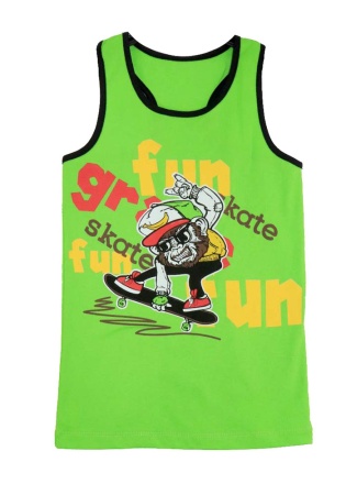 Состав:
Кулирка
Хлопок 100%
	Майка для мальчиков, с аппликацией.