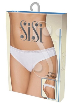 Состав:
Хлопок 95%
Эластан 5%
     Классические стринги из хлопка с эластаном, пояс отделан широкой ажурной тесьмой, низкая посадка.
