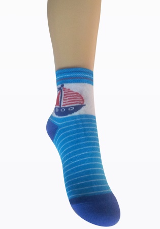 Состав: 
Хлопок 74%, 
Полиамид 24%, 
Эластан 2%
	Демисезонные носки для мальчика с морской тематикой.