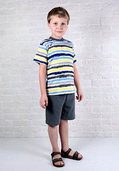 Состав:
Кулирка
Хлопок 100%
	Комплект для мальчика (футболка + шорты).