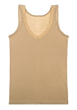 Состав:
Хлопок 100%
     Женская майка на широких бретелях. Вырез украшен кружевной полоской. 