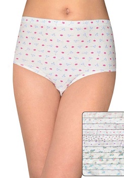 Состав:
Хлопок 95%
Эластан 5%
	Высокие женские трусы слипы большого размера с цветочным рисунком (рисунок меняется) и структурным 