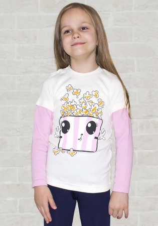 Состав:
Интерлок
Хлопок 100%
	Джемпер детский с аппликацией. Комбинированный рукав. На плече 2 кнопочки для удобства одевания джемпера. 