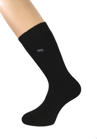 Состав:
Хлопок 89%
Полиамид 10%
Эластан 1%
	Плюшевые носки с двойным бортом и мелким геометрическим рисунком на паголенке.