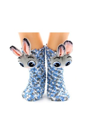 Состав:
Хлопок 80%
Полиэстер 17%
Эластан 3%
	Детские носки буклированная махра, с зайчиком 3Д.