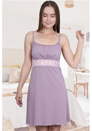 Состав:
Хлопок 100%.
	Женская сорочка на тонких бретелях.  

Обратите внимание: расцветка товара на сайте может отличаться от фактической расцветки. Оптовый склад оставляет за собой право поставить товар любого цвета, который имеется на данный м