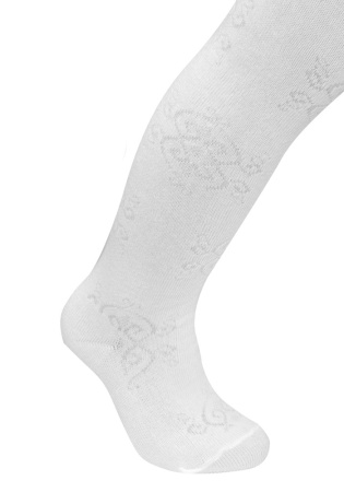 Состав: 
Хлопок 80%, 
ПА 15%, 
Эластан 5%
	Детские колготки гладкие с ажурным эффектом состоят из экологически чистых материалов. Приятная на ощупь ткань исключит риск возникновения аллергии или раздражения при соприкосновении с нежной детской кож