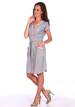 Состав:
Кулирка
Хлопок 100%
	Женский халат на пуговицах. 
Обратите внимание: расцветка товара на сайте может отличаться от фактической расцветки. Оптовый склад оставляет за собой право поставить товар любого цвета, который имеется на данный моме