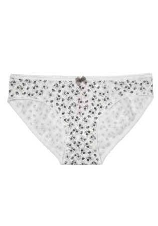 Состав:
Хлопок 95%
Эластан 5%
	Женские трусы из трикотажного принтованного полотна, декорированные кружвеной лентой. 