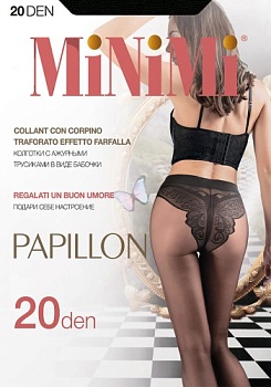 Состав:
Полиамид 88%
Эластан 12%
       Тонкие прозрачные элегантные эластичные колготки, с верхней частью в виде изысканных кружевных трусиков-бикини в виде бабочки. С классической посадкой - на талии. Ширина пояса-резинки - 3,0 см.