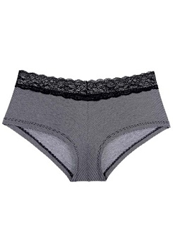 Состав:
Вискоза 95%
Эластан 5%
	Трусики слип в мелкую полоску с великолепной кружевной резиночкой.