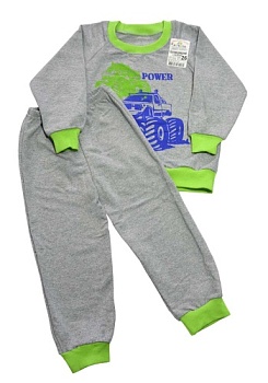 Состав:
Футер 2-х нитка
Хлопок 100%
	Детский костюм домашний. Состоит из кофты и брюк с манжетами. Украшена печатным рсиунком. 